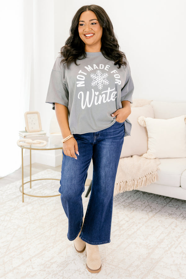 Chic Soul plus size clothing, grey short sleeve vintage washed graphic tee with 