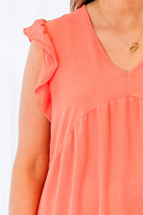 Chic Soul plus size clothing, coral flutter sleeve short sleeve top