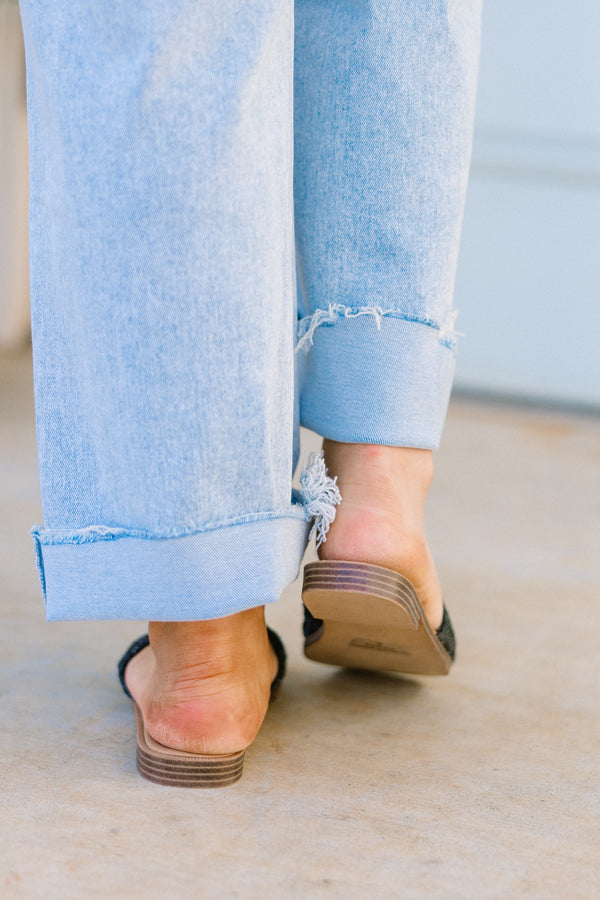 Chic Soul plus size clothing, black textured sandals with bronze hardware