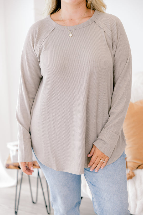 Chic Soul plus size clothing, ash mocha colored long sleeve top