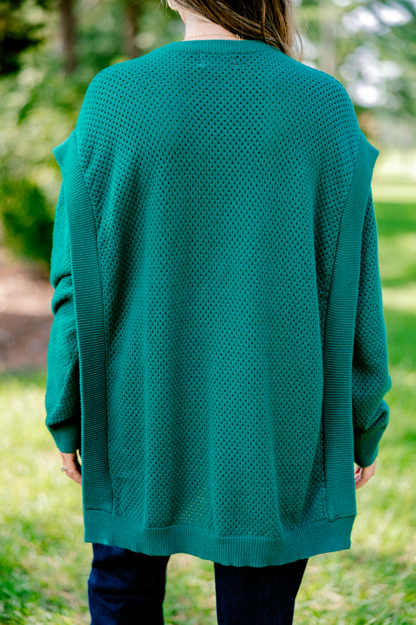 Chic Soul plus size clothing, teal long sleeve sweater with a woven texture 