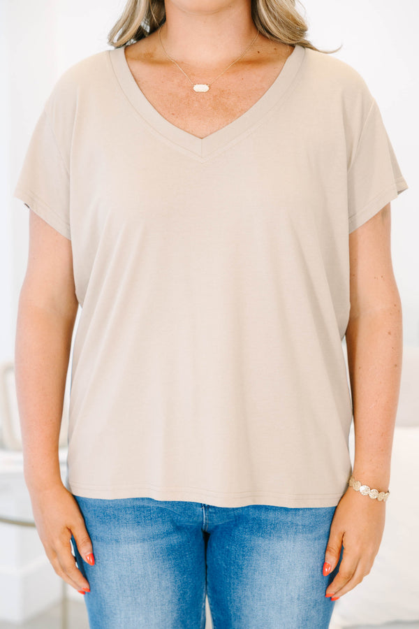 Always A Yes Top, Taupe