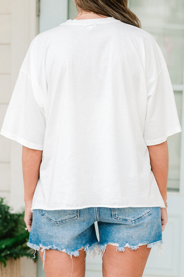 Chic Soul Plus size clothing, White graphic tee with the saying 