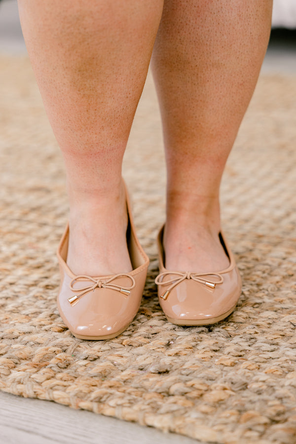 Chic Soul plus size clothing, brown closed to flats with a small bow on top of the foot