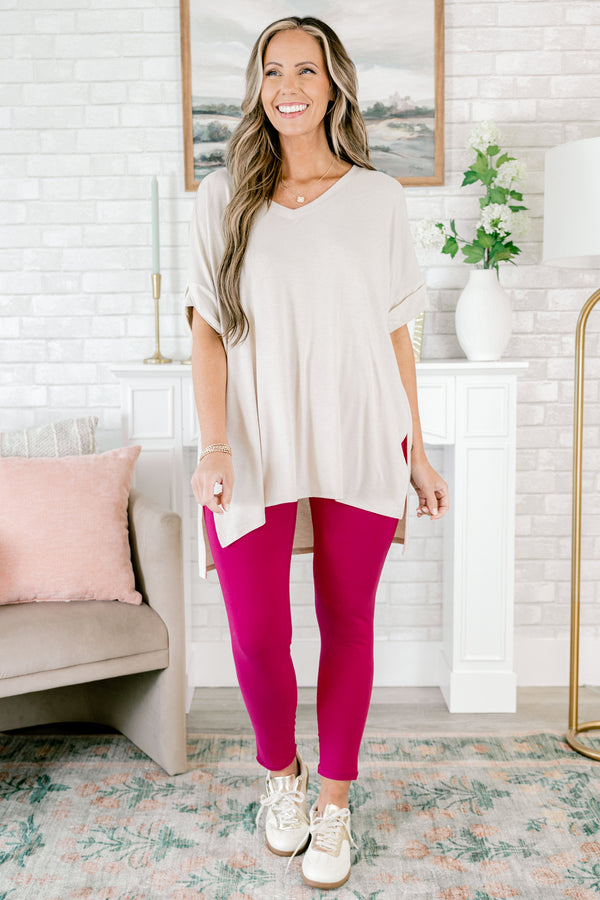 Chic Soul plus size clothing, raspberry pink leggings