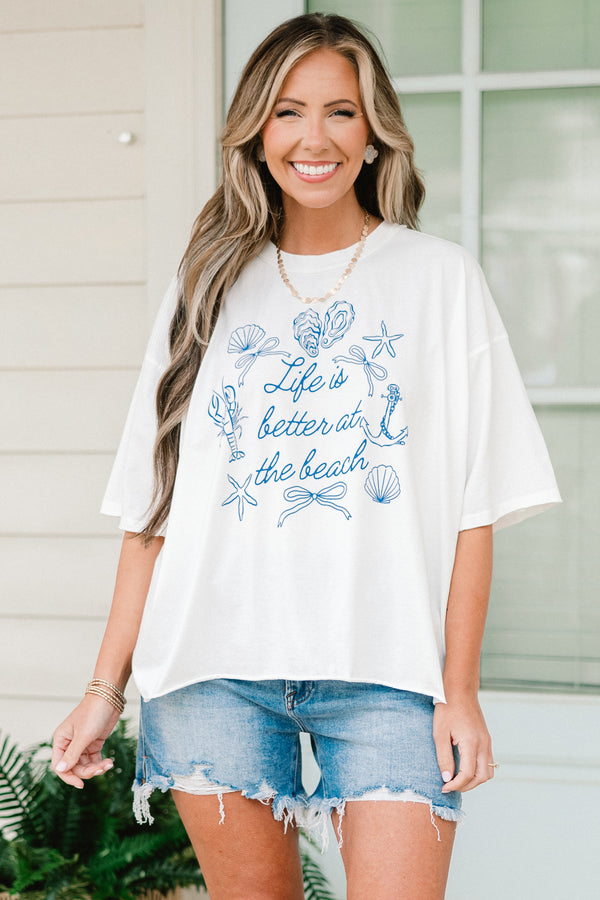 Chic Soul Plus size clothing, White graphic tee with the saying 