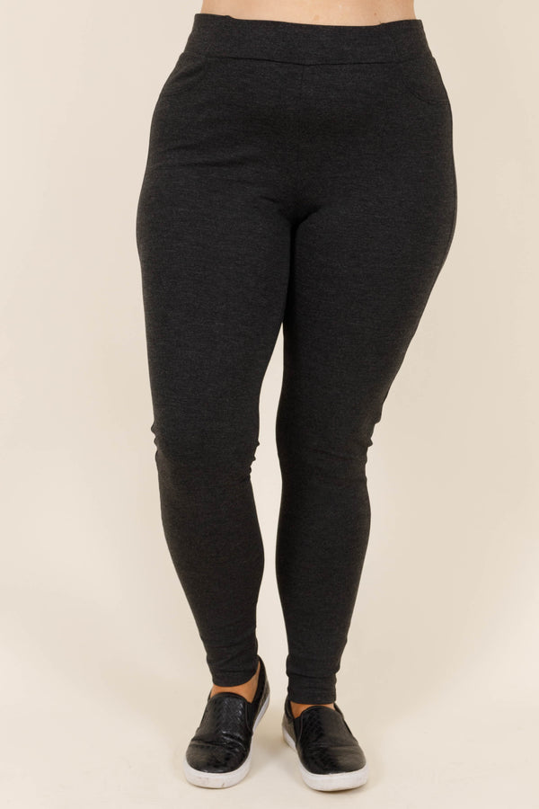 Chic Soul plus size clothing, heather grey skinny stretchy pants