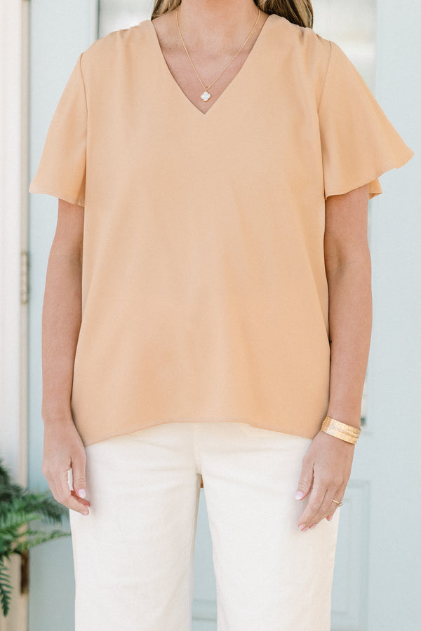 Chic Soul plus size clothing, ash mocha short sleeve top with v-neckline