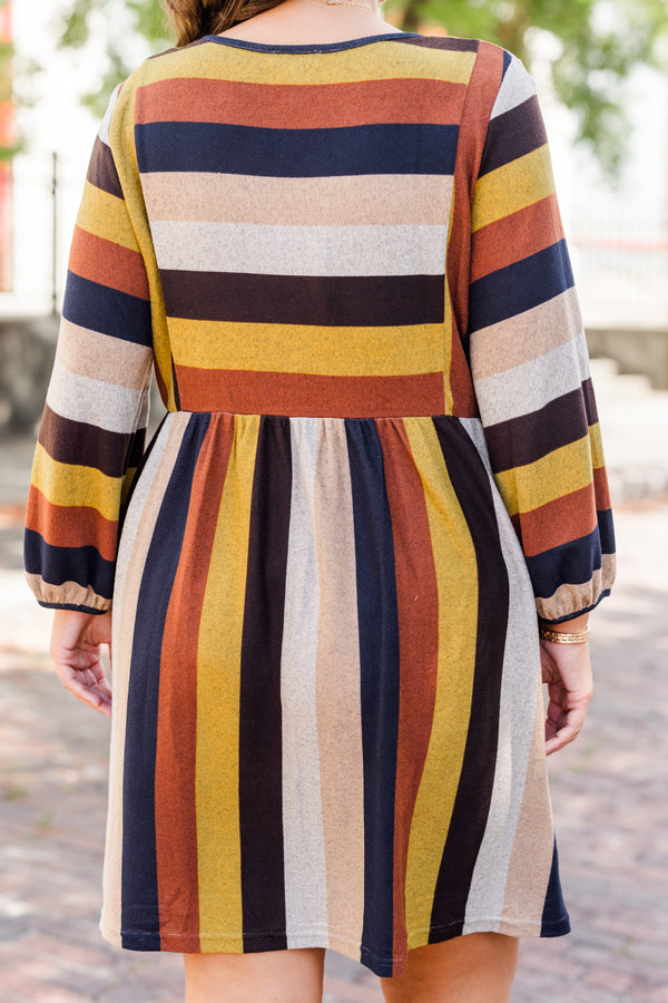 Chic Soul plus size clothing, rust mocha multi color block half length sleeve dress