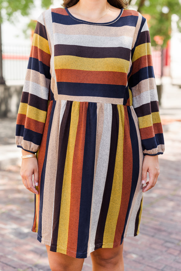 Chic Soul plus size clothing, rust mocha multi color block half length sleeve dress