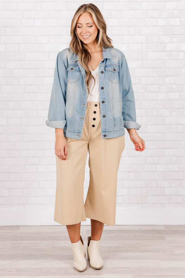 Chic Soul plus size clothing, mocha colored flare style pants with a elastic waistband with button detail