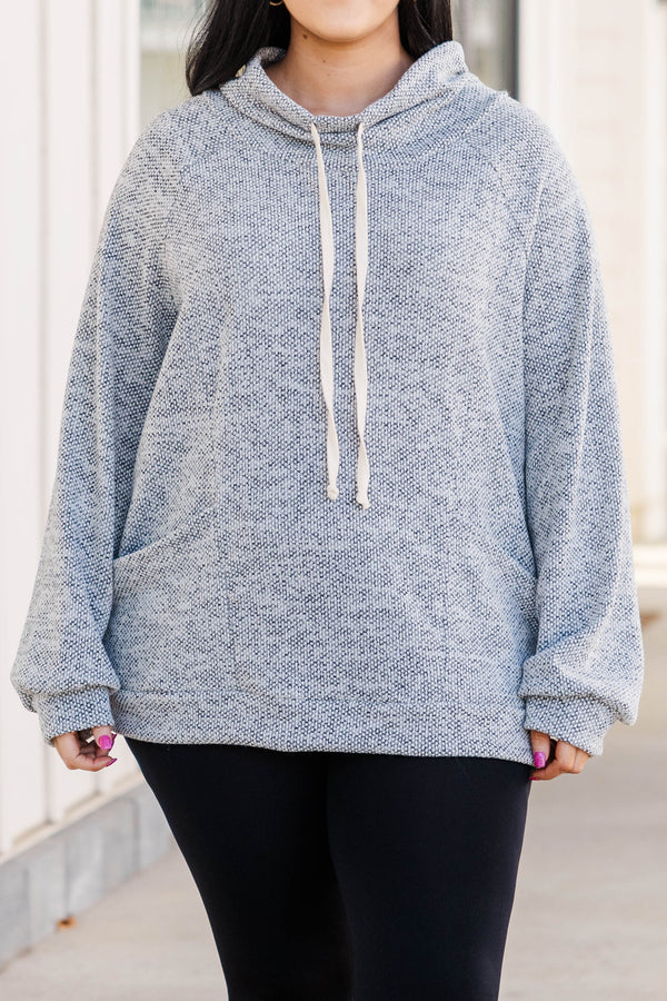Chic Soul plus size clothing, heather gray pullover with a high neckline