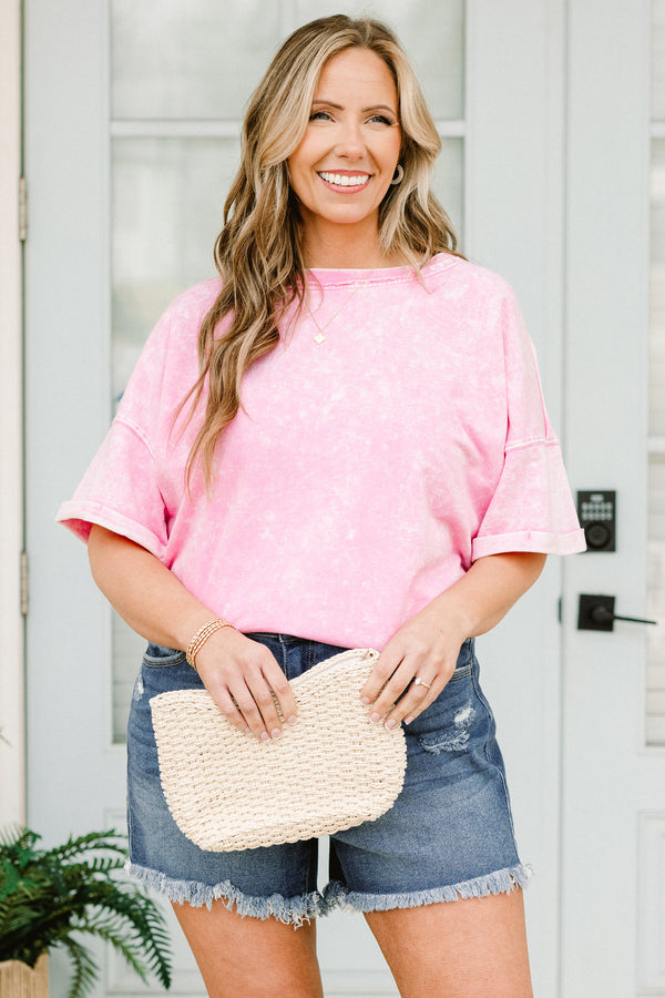 Chic Soul plus size clothing, dark wash denim shorts with raw cut hem with pockets and light distressing