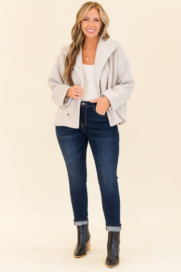 Chic Soul plus size clothing, dark wash skinny jeans with zip fly and button closure