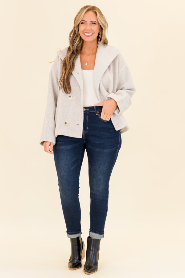 Chic Soul plus size clothing, dark wash skinny jeans with zip fly and button closure