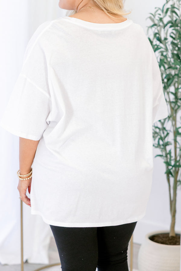 Chic Soul plus size clothing, white short sleeve oversized tee
