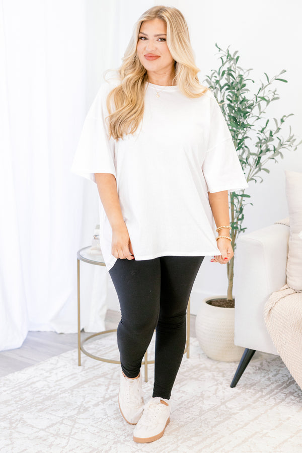 Chic Soul plus size clothing, white short sleeve oversized tee