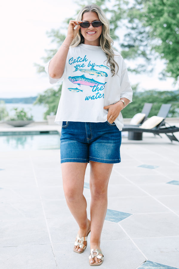 Chic Soul plus size clothing, white boxy tee with fish graphic