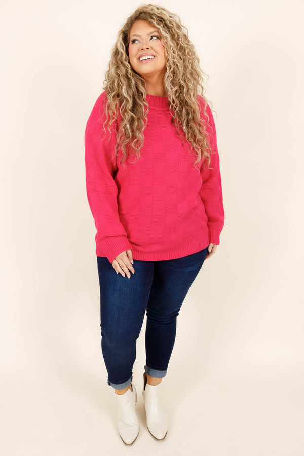 Chic Soul plus size clothing, hot pink soft knitted sweater
