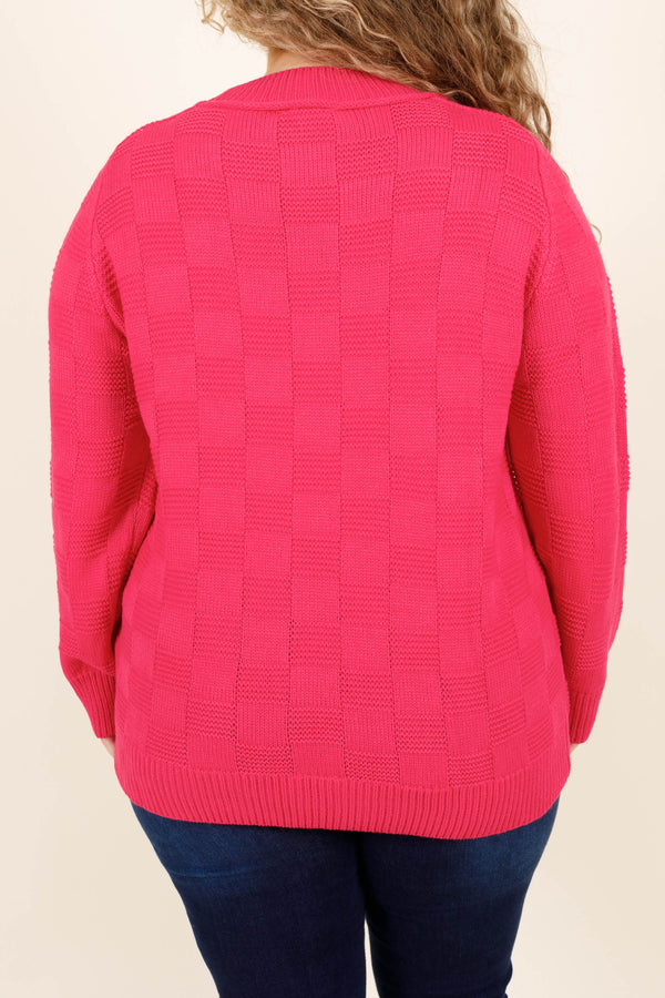 Chic Soul plus size clothing, hot pink soft knitted sweater