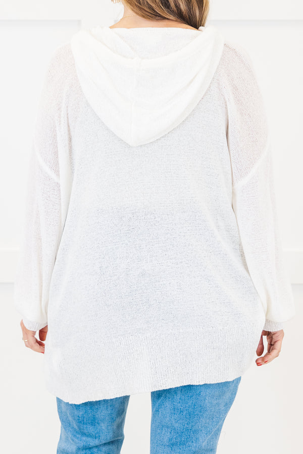 Chic Soul Plus size clothing, White long sleeve cardigan