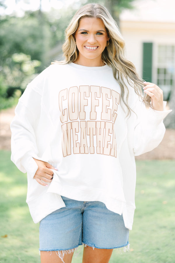 Plus size ivory crewneck sweatshirt with 