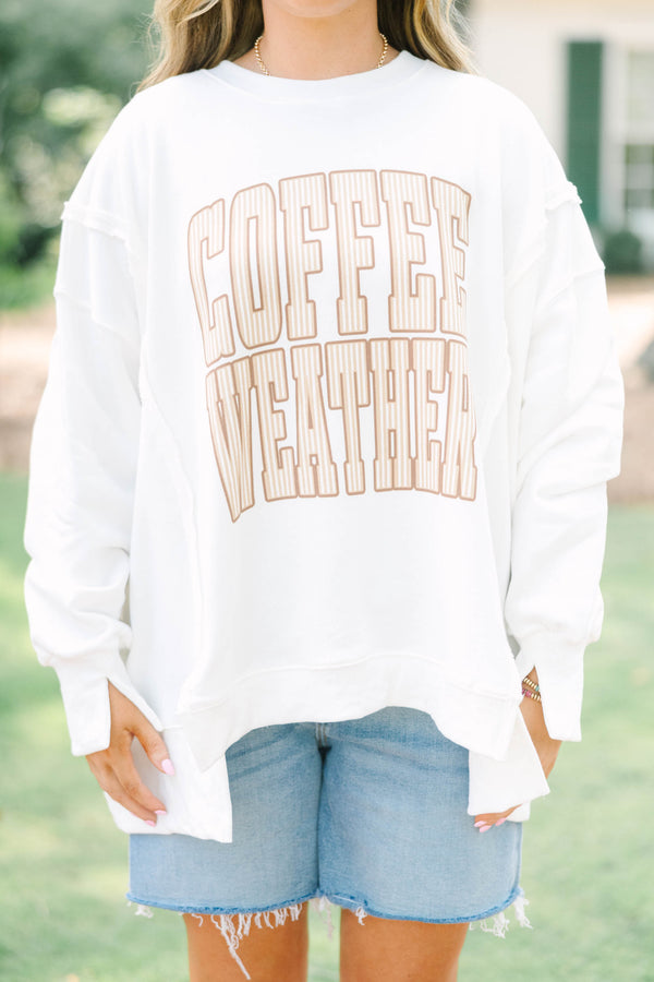Plus size ivory crewneck sweatshirt with 