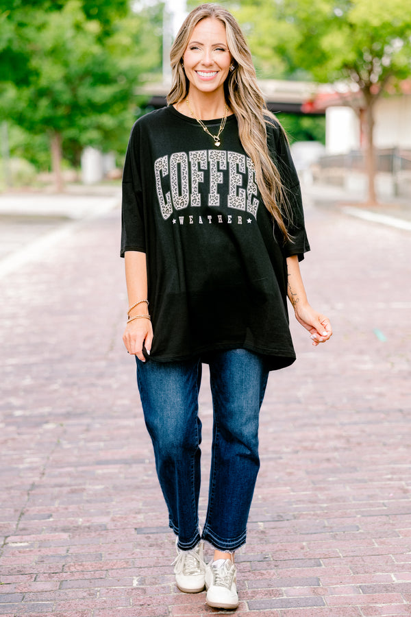 Chic Soul plus size clothing, black short sleeve graphic tee with the words 