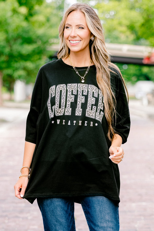 Chic Soul plus size clothing, black short sleeve graphic tee with the words 
