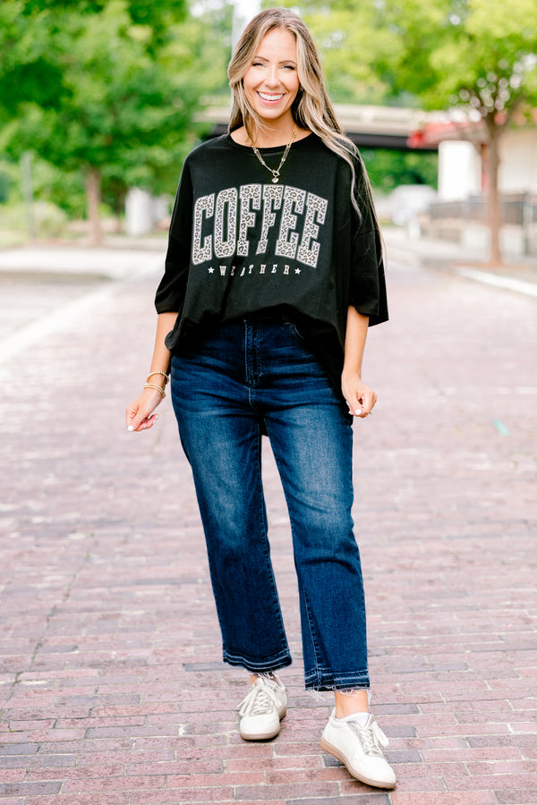 Chic Soul plus size clothing, black short sleeve graphic tee with the words 