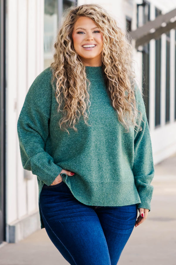 Chic Soul plus size clothing, green knitted sweater