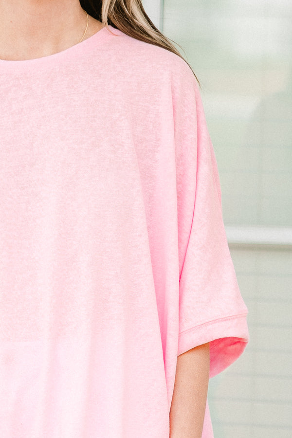 Chic Soul plus size clothing, sheer light pink short sleeve tunic