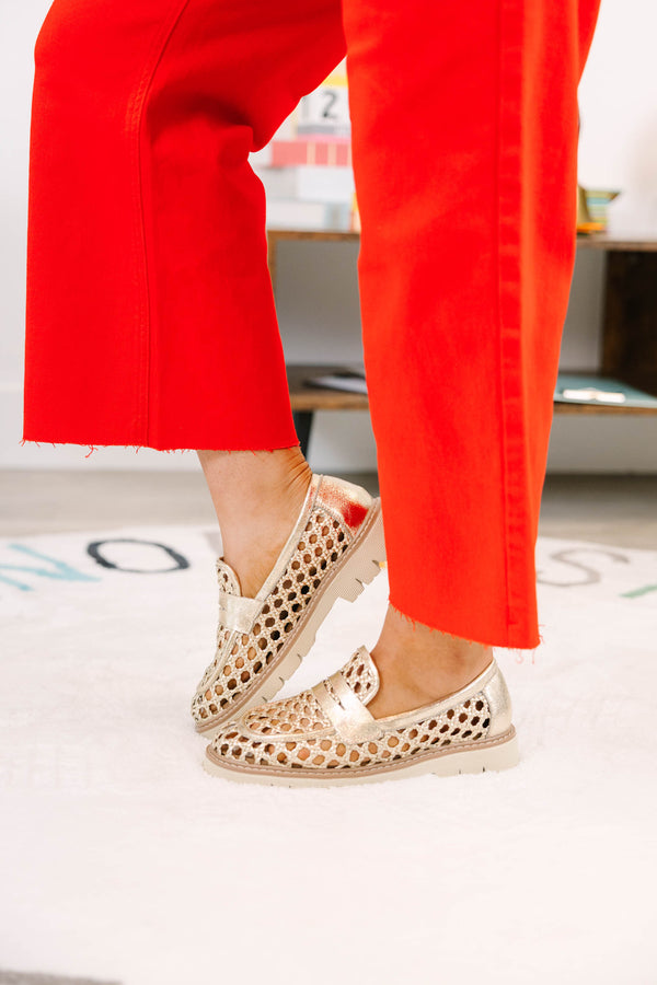 Plus Size gold metallic platform sandals with two straps featuring decorative bow details.