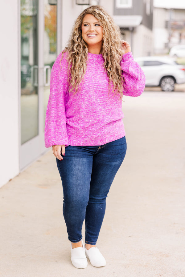 Chic Soul plus size clothing, berry colored bubble sleeve sweater textured, cozy, warm