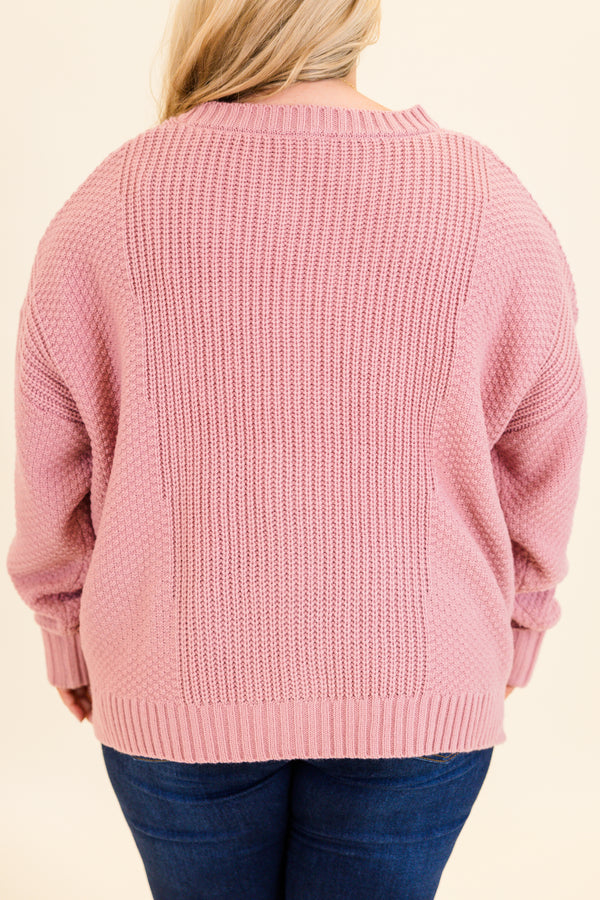Chic Soul plus size clothing, mauve knitted cardigan with buttons and a v neckline