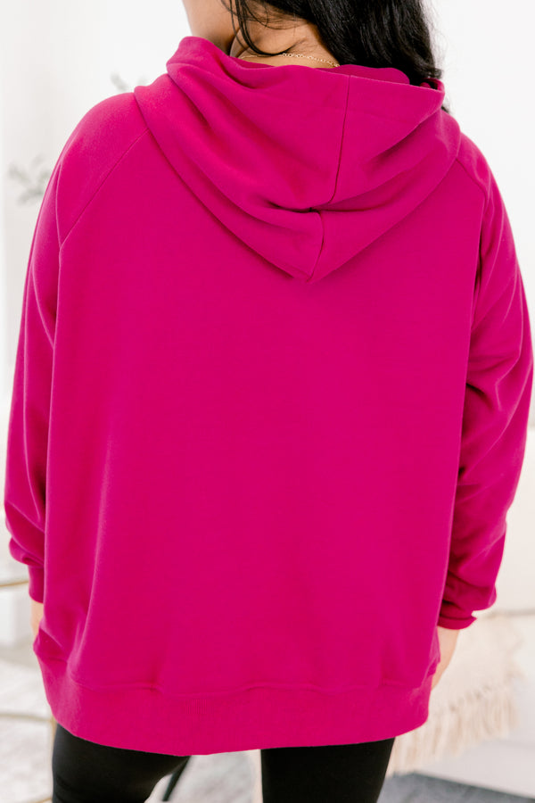 Chic Soul Plus size clothing, burgundy long sleeve pullover with a quarter snap neckline