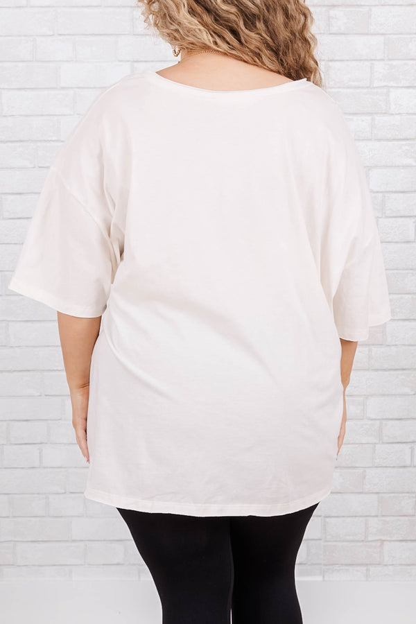 Chic Soul plus size clothing, V neck short sleeve tshirt with chest pocket
