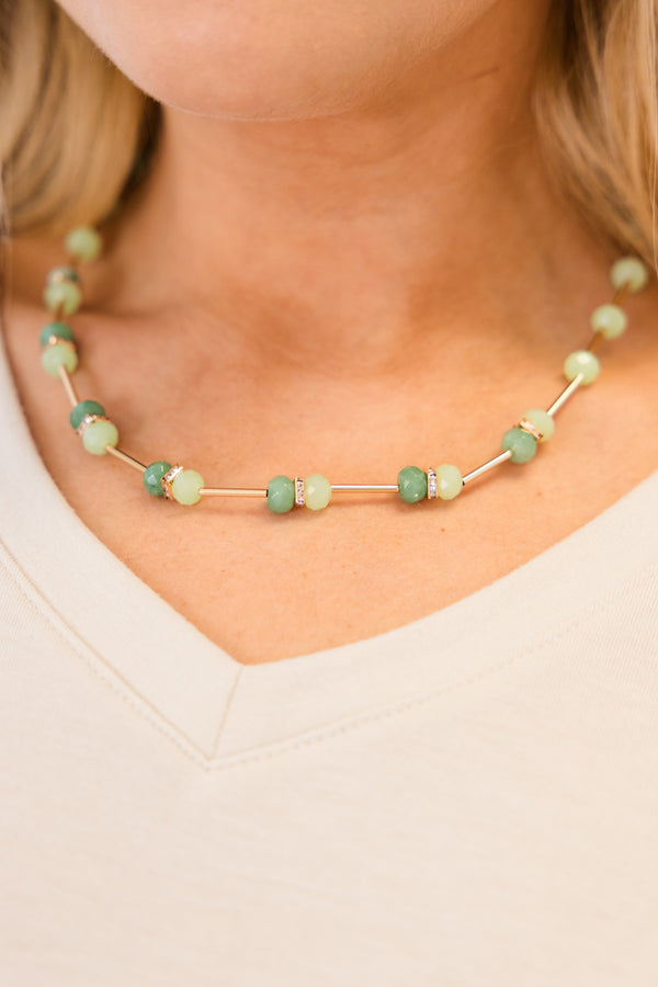 Chic Soul plus size clothing, mint green and gold beaded necklace
