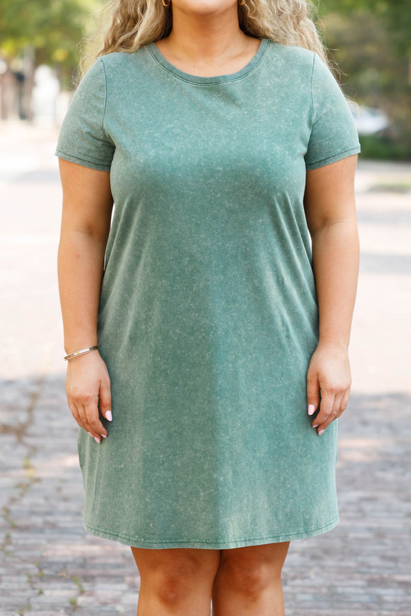 Chic Soul plus size clothing, spruce acid wash pattern dress