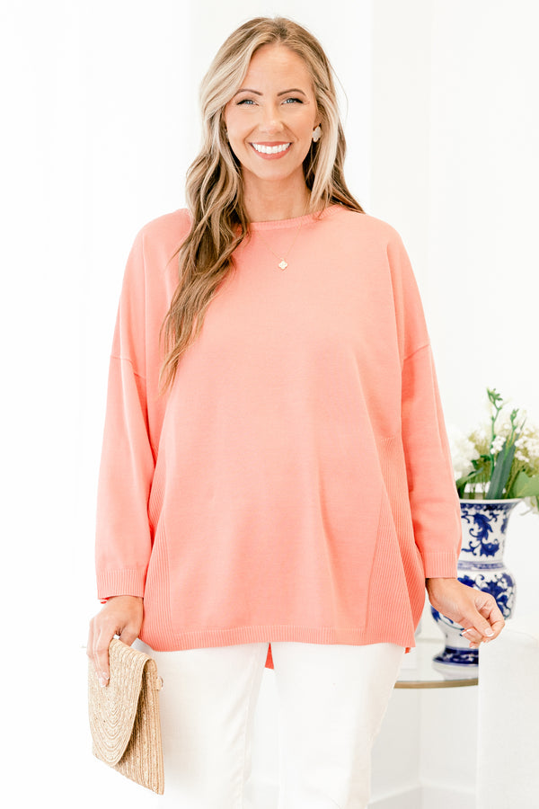 Chic soul plus size clothing, pink solid long sleeve basic top 

