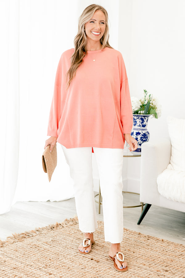 Chic soul plus size clothing, pink solid long sleeve basic top 
