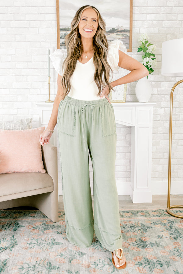 Chic Soul plus size clothing, aqua blue flowy pants with two pockets and drawstring waist