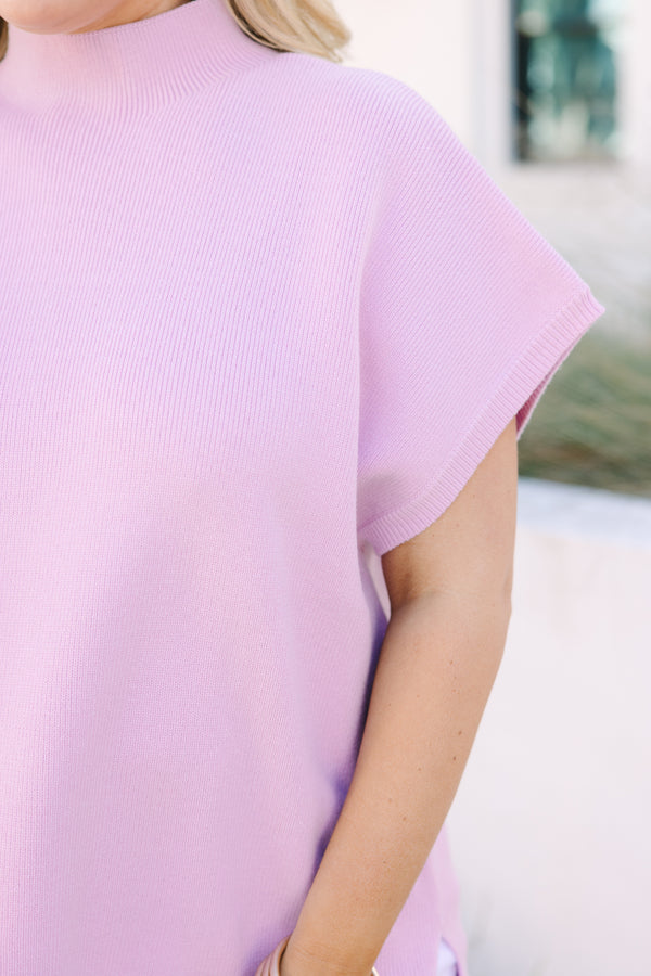 Chic Soul pus size clothing, pink high neck sweater with short sleeves 