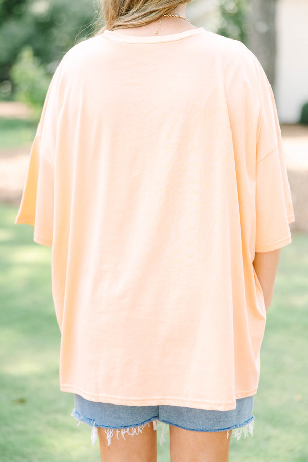 Plus Size neon coral boyfriend tee with a duck graphic