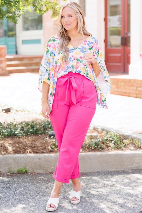Chic Soul plus size clothing, multicolor floral top with flowy bat wing sleeves