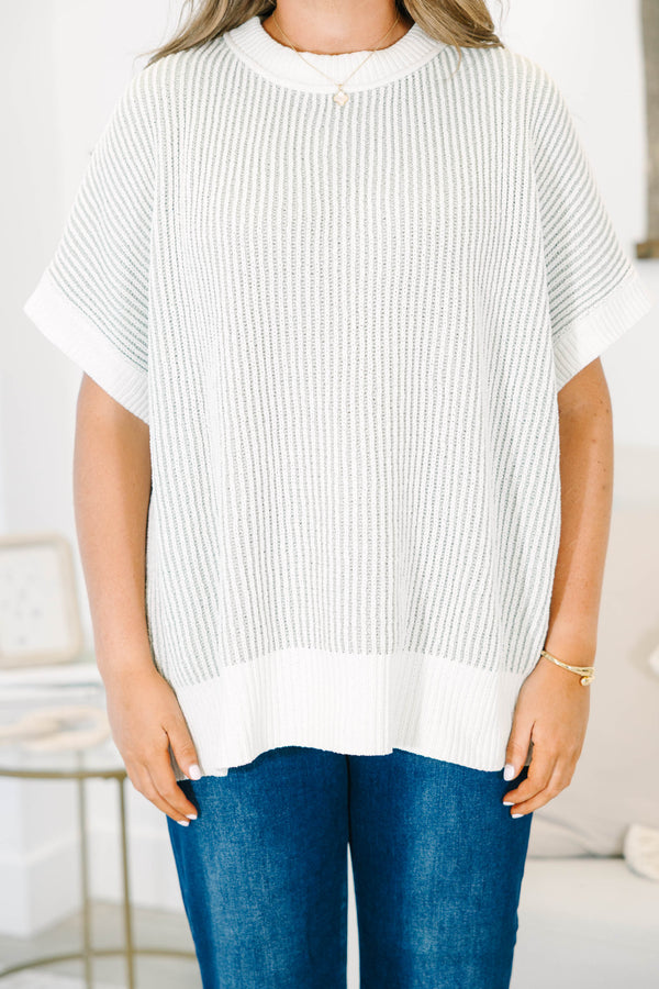 Plus size sage short sleeve tunic top with ribbed texture