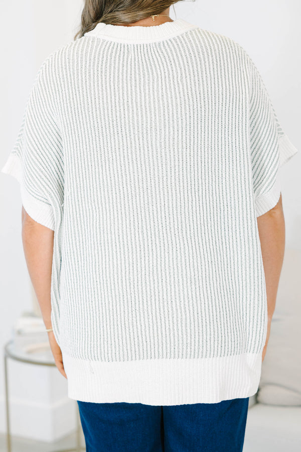Plus size sage short sleeve tunic top with ribbed texture