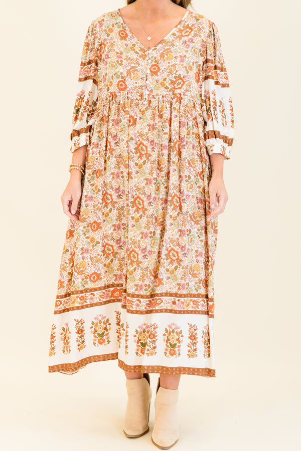 Faded Honey Midi Dress, Mocha