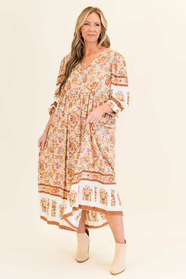 Faded Honey Midi Dress, Mocha