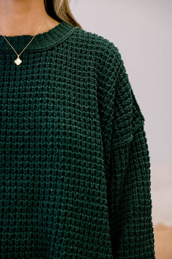 Chic Soul plus size clothing, chunky knit dark green long sleeve sweater